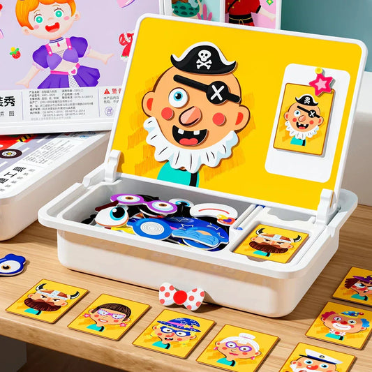 🧲 Magnetic Face Dress-Up Travel Game – Double-Sided Educational Learning Toy for Preschoolers!
